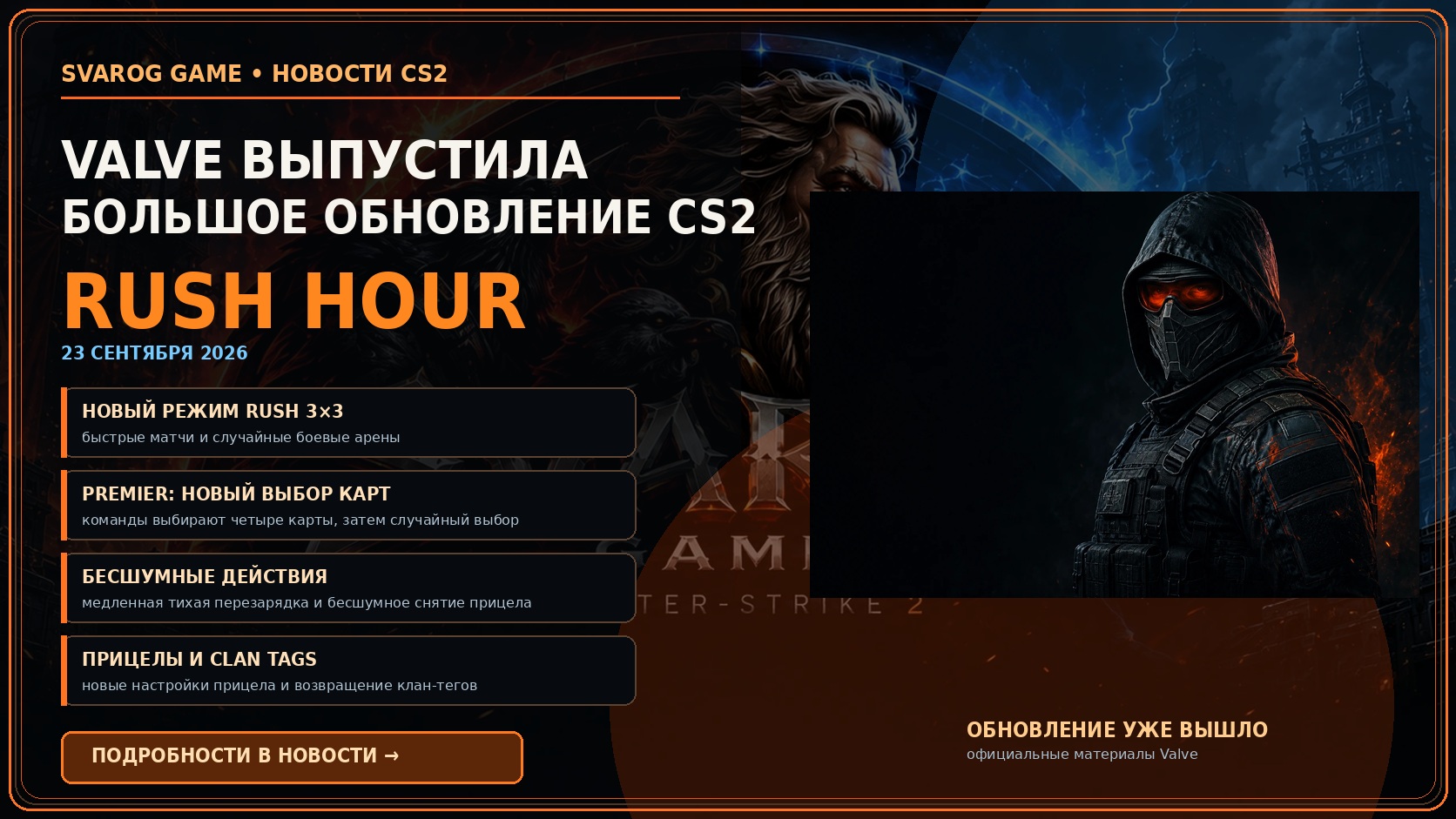 Valve выпустила Rush Hour — большое обновление CS2